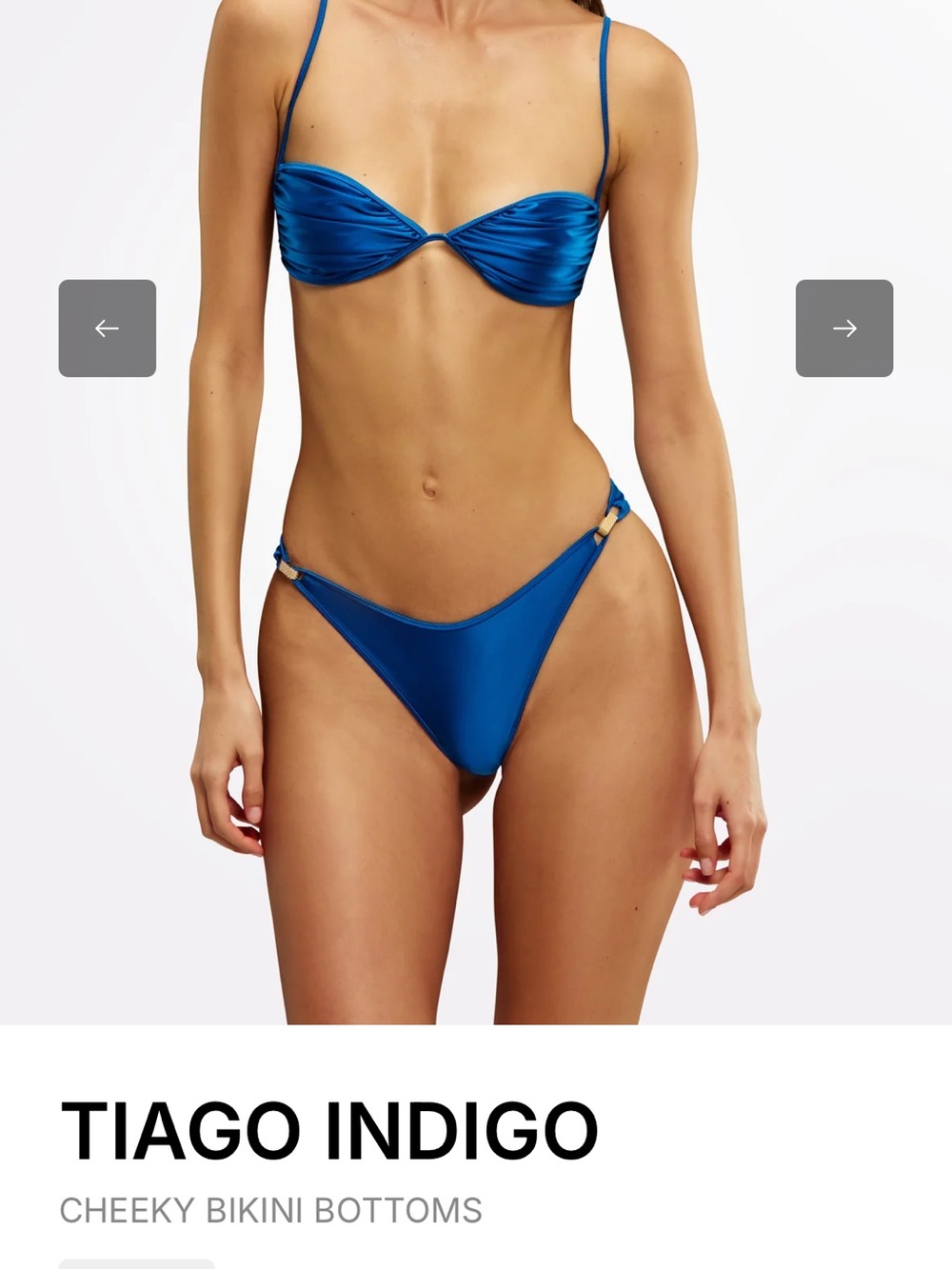 Blue High-Cut Bikini Bottom with Gold Accent - Picture 2 of 7